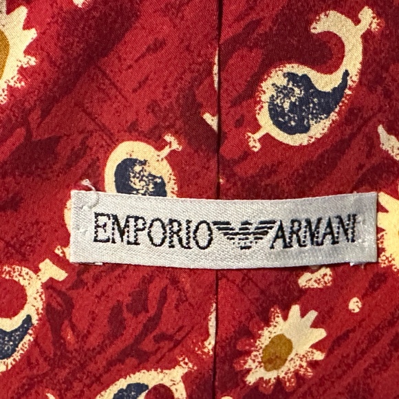 AUTHENTIC EMPORIO ARMANI 100% SILK NECKTIE TIE RED FLOWER PAISLEY - Picture 4 of 5
